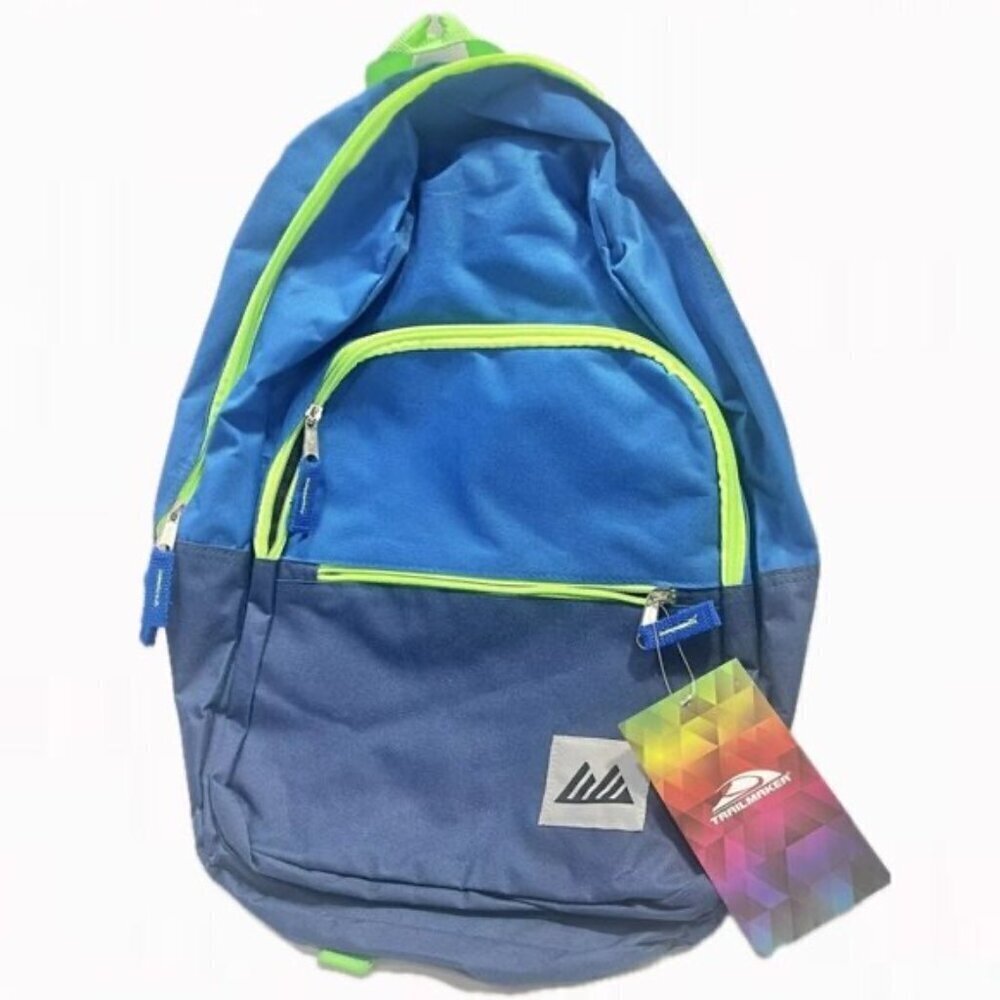 Trailmaker Backpack Classic Blue with Green Yellow Straps & Zipper NWT - Picture 8 of 9